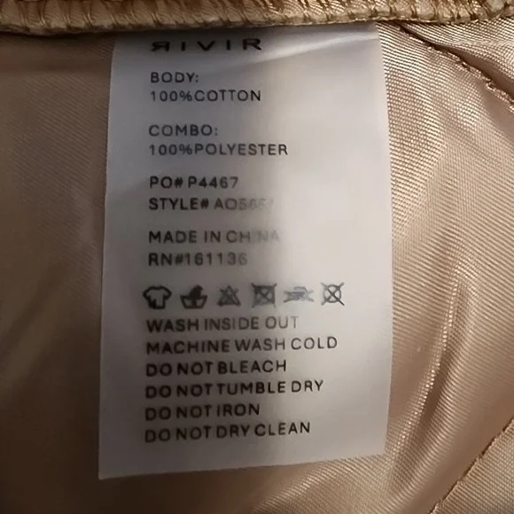 RIVIR Denim Quilted Combo Jacket Camel Blue Size S Button Front Long Sleeve - Picture 4 of 4